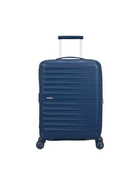 Lniana walizka American Tourister niebieska