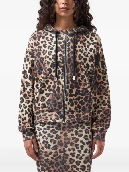 Hanorac cu glugă Gcds cu imagine cu model leopard maro