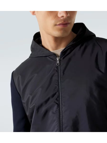 Geacă Moncler cu glugă albastru