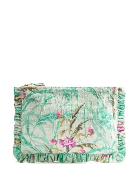 Geantă plic La Doublej cu model floral cu imagine verde