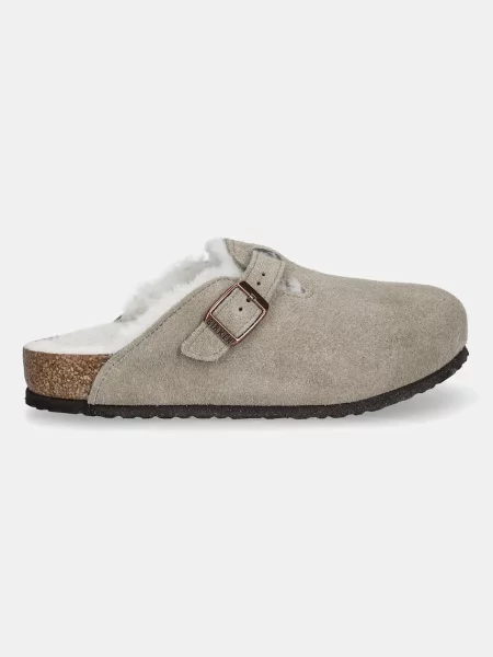 Birkenstock Detské semišové šľapky Boston béžová