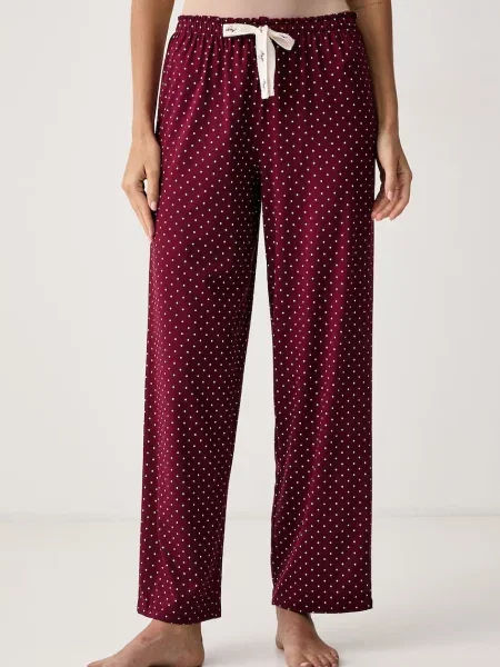 HUGO pyžamové nohavice dámske s modalom CASUAL PANTS červená