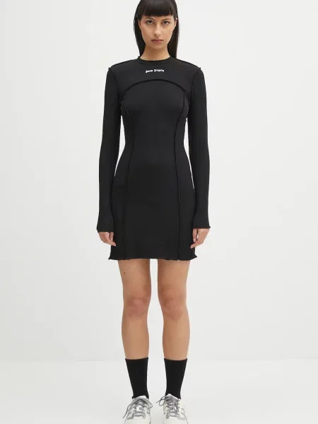 Palm Angels rochie Classic Logo Rib mini mulata negru