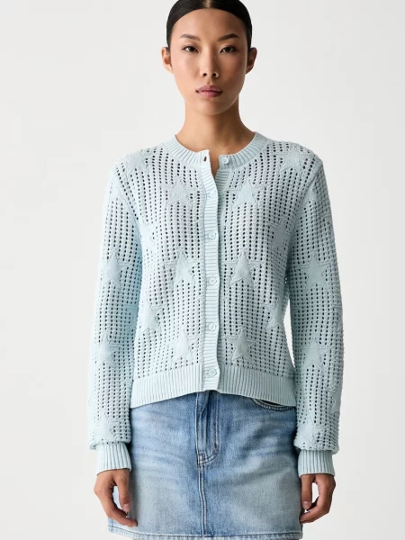 Vans cardigan pentru femei ajurat albastru