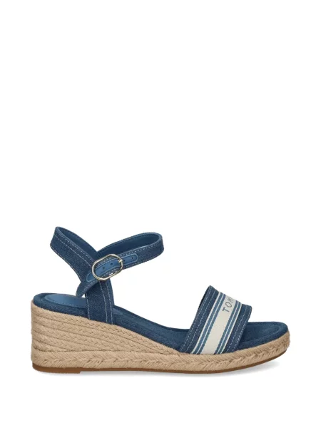 Espadrile Tommy Hilfiger cu pană cu autograf albastru
