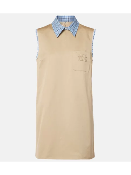 Obleka Miu Miu z avtogramom bež