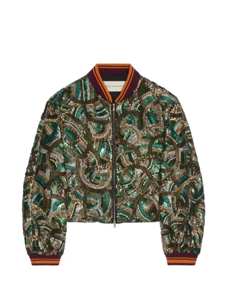 Geacă bomber Dries Van Noten cu broderie verde