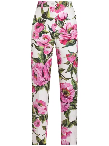 Pantaloni Dolce & Gabbana cu model floral cu imagine alb