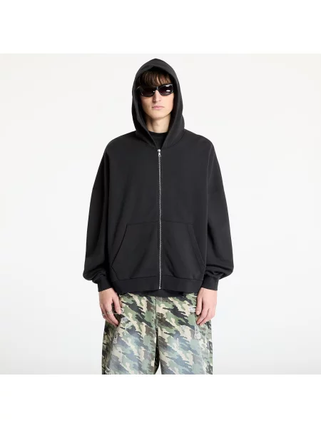 Hanorac Palm Angels Curved Logo Zipped Hoody Black/ Off White XXL alb