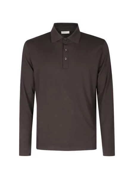 Długa koszulka polo Seventy wełniana brązowa