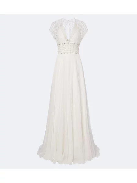 Hedvábné šaty Jenny Packham bílé