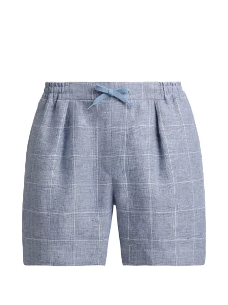 Pantaloni scurți Ralph Lauren Purple Label în carouri cu cordon albastru