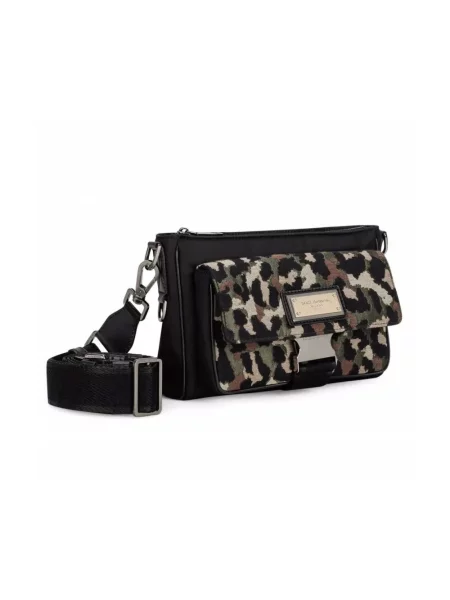 Pasek Dolce And Gabbana w panterkę z logo czarny