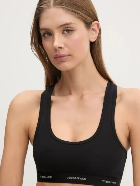 Сутиен Guess Jeans от дантела с изчистен дизайн черно