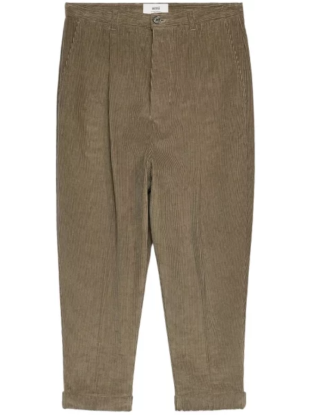 Pantaloni Ami Paris de catifea cord plisate maro
