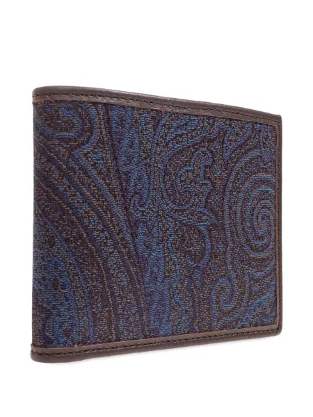 Portofel Etro din piele cu model paisley albastru