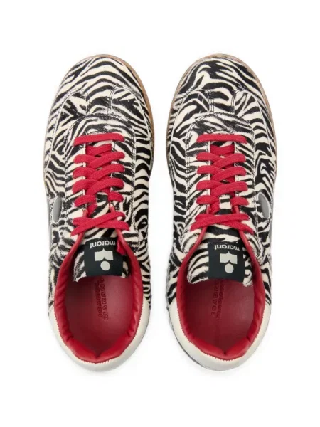 Bőr zebra mintás sneaker Isabel Marant nyomtatás fehér