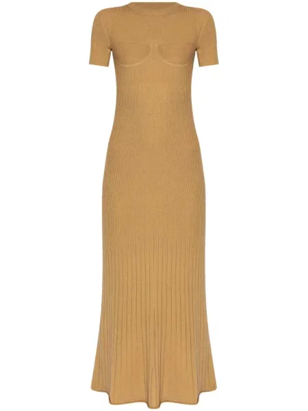 Rochie maxi Max Mara de costum cu nervuri maro