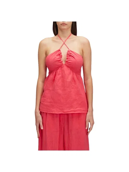 Lniany top Sundek fioletowy