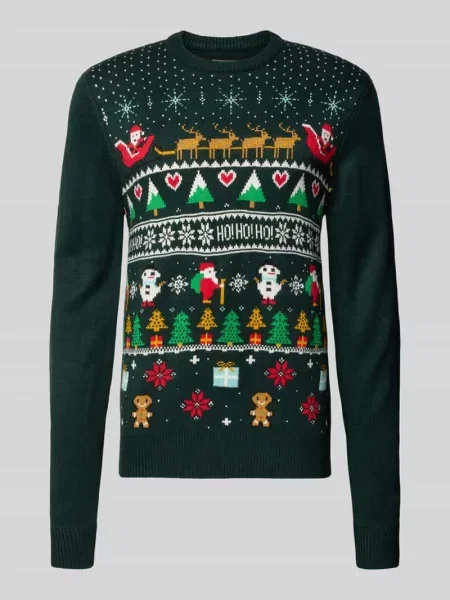 Sweter z dzianiny z prążkowanymi wykończeniami Montego