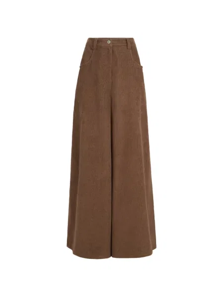 Pantaloni Brunello Cucinelli de catifea cord cu 5 buzunare maro