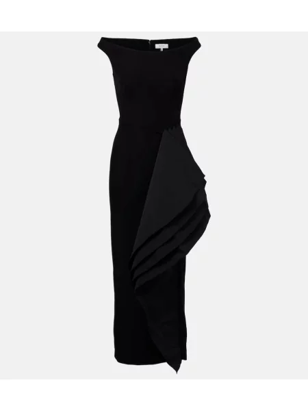 Rochie midi Safiyaa drapată până la genunchi de costum negru