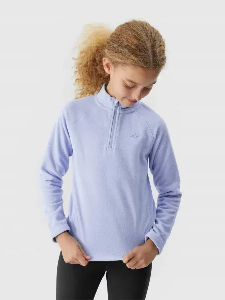 BLUZA DZIEWCZĘCA 4F Z KAPTUREM NIEROZPINANA Z NADRUKIEM niebieska
