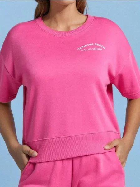 Світшот з коротким рукавом яскраво-рожевий рожевий