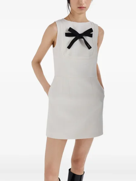 Rochie fără mâneci Prada cu funde fără mâneci de costum alb