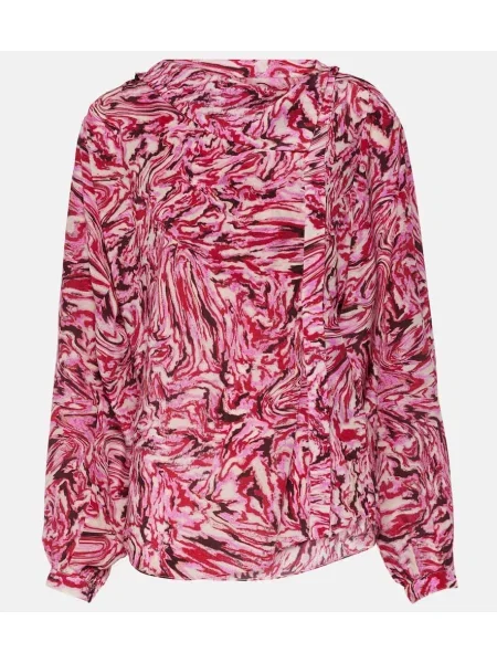 Bluză Isabel Marant de mătase cu imagine roșu