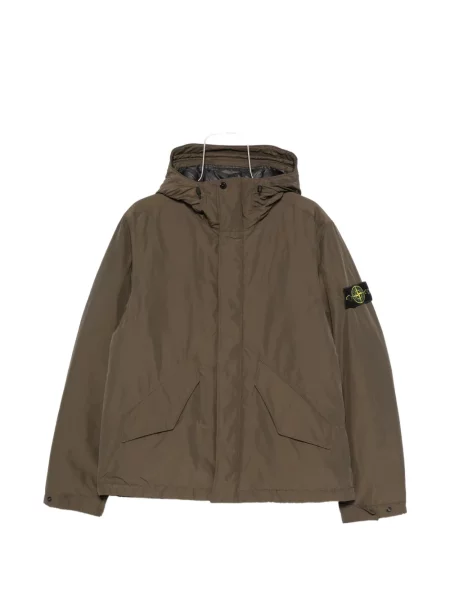 Geacă Stone Island cu glugă cu strasuri verde