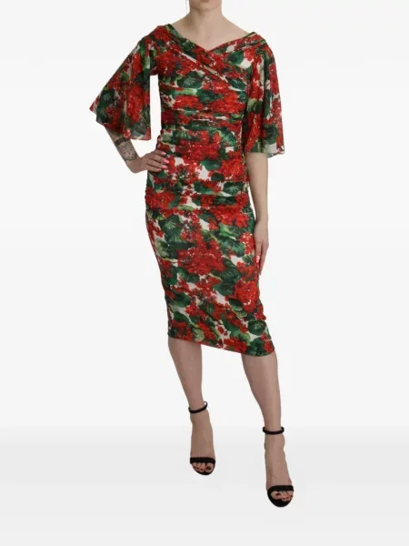 Rochie Dolce & Gabbana cu model floral cu imagine roșu