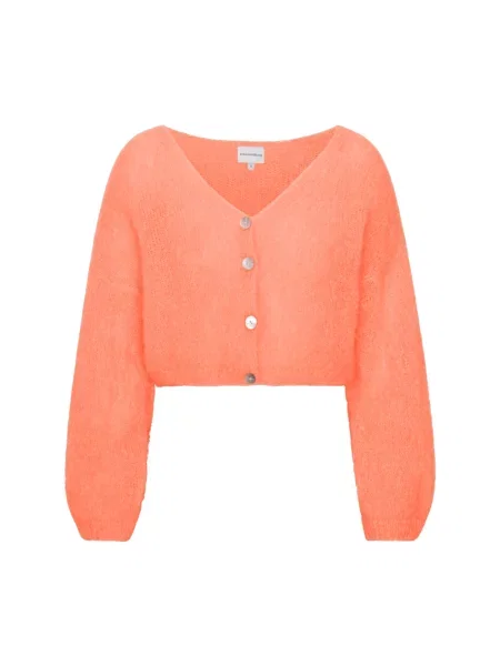 Kardigan American Dreams o krotszym kroju wełniany pomarańczowy