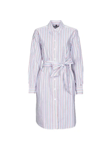 Obleka srajčna obleka Tommy Hilfiger bela