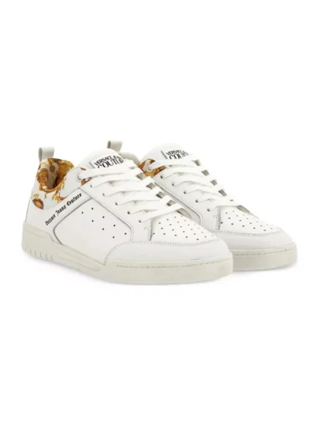 Sneakersy Versace Jeans Couture skórzane z nadrukiem białe