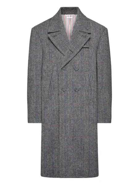 Palton Thom Browne în carouri gri