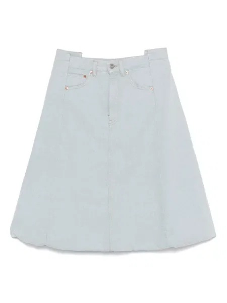 Fustă din denim Victoria Beckham până la genunchi albastru