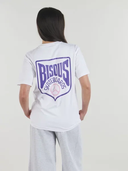Tricou Bisous Skateboards alb