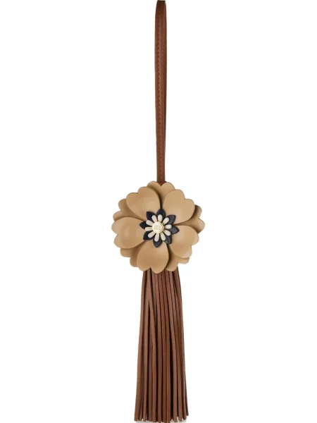 Pandantiv Miu Miu din piele cu model floral maro