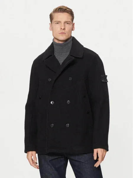 Stone Island Palton de lână negru