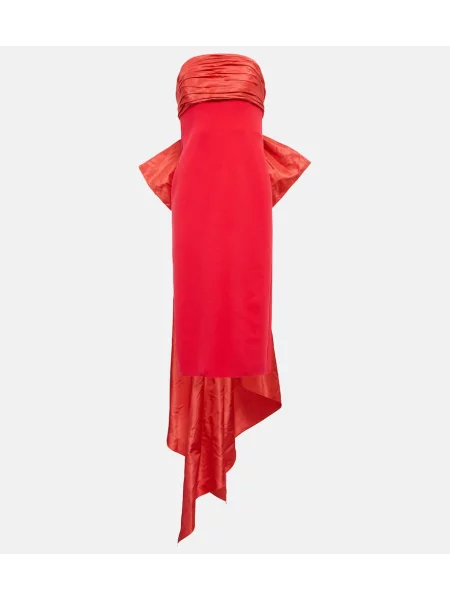 Satenast satenasta obleka Oscar De La Renta rdeča