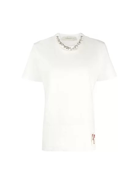 Koszulka Golden Goose z kryształkami biała