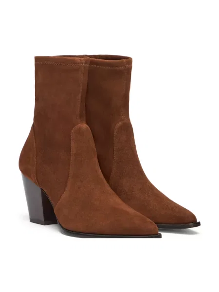 Lniane botki Stuart Weitzman brązowe