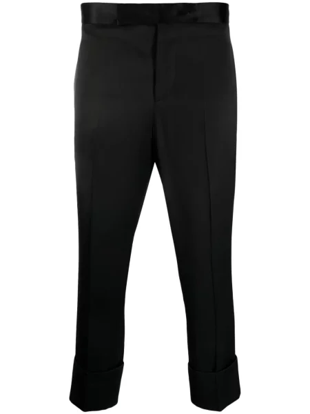 Saténové zkrácené kalhoty Sapio černé