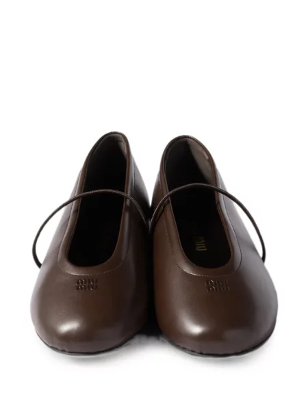 Balerini Miu Miu din piele maro
