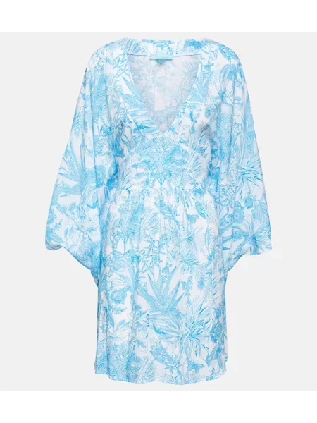 Cvetlična obleka Melissa Odabash s cvetličnim vzorcem modra