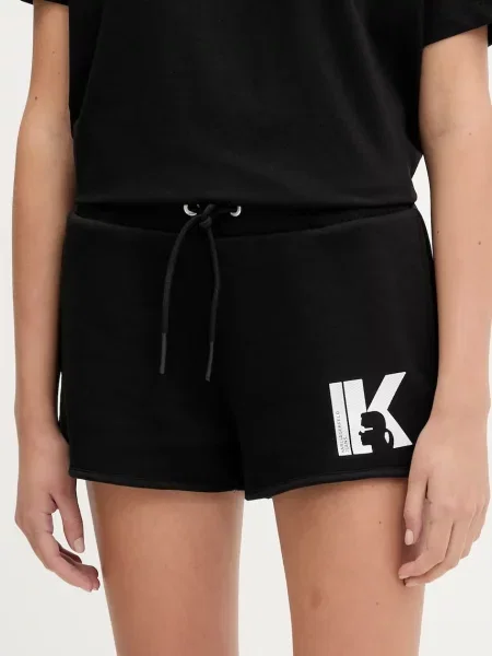 Karl Lagerfeld Jeans pantaloni scurți cu imprimeu high waist negru