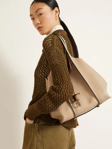 Tod's Torba Worek Z Saszetką beige beżowa