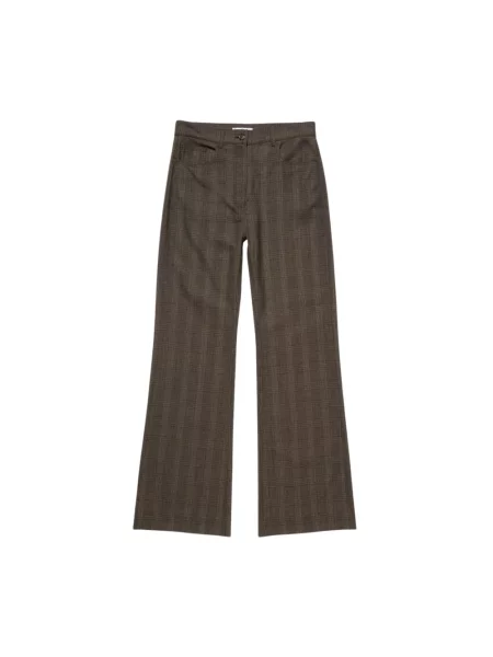 Spodnie Acne Studios wełniane w kratę brązowe