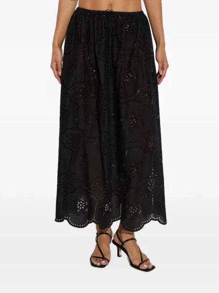 Fustă midi Matteau cu broderie negru
